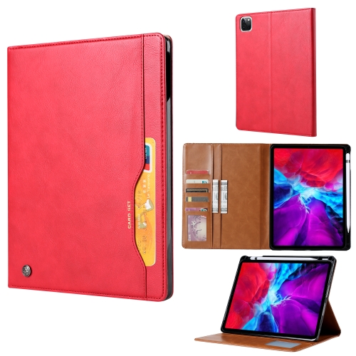 

For iPad Pro 12.9 (2020) Knead Skin Texture Horizontal Flip Leather Case with Photo Frame & Holder & Card Slots & Wallet(Red)