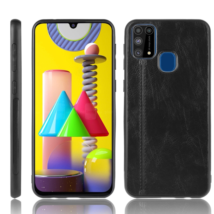 

For Galaxy M31 Shockproof Sewing Cow Pattern Skin PC + PU + TPU Case(Black)