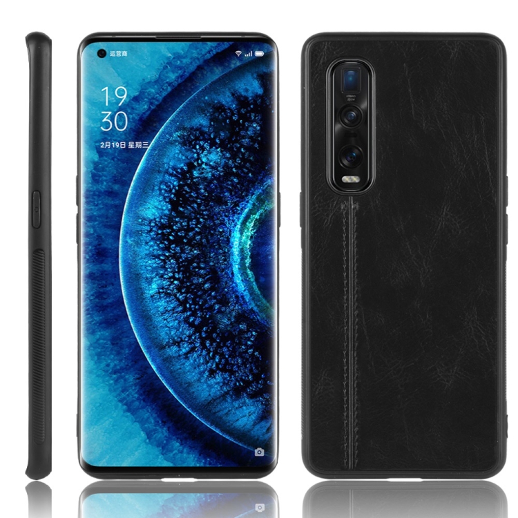 

For Oppo Find X2 Pro Regular Version Shockproof Sewing Cow Pattern Skin PC + PU + TPU Case(Black)