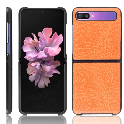 

For Galaxy Z Flip Shockproof Crocodile Texture PC + PU Case(Orange)