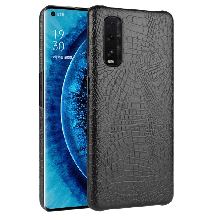 

For Oppo Find X2 Shockproof Crocodile Texture PC + PU Case(Black)