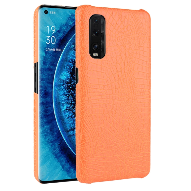 

For Oppo Find X2 Shockproof Crocodile Texture PC + PU Case(Orange)