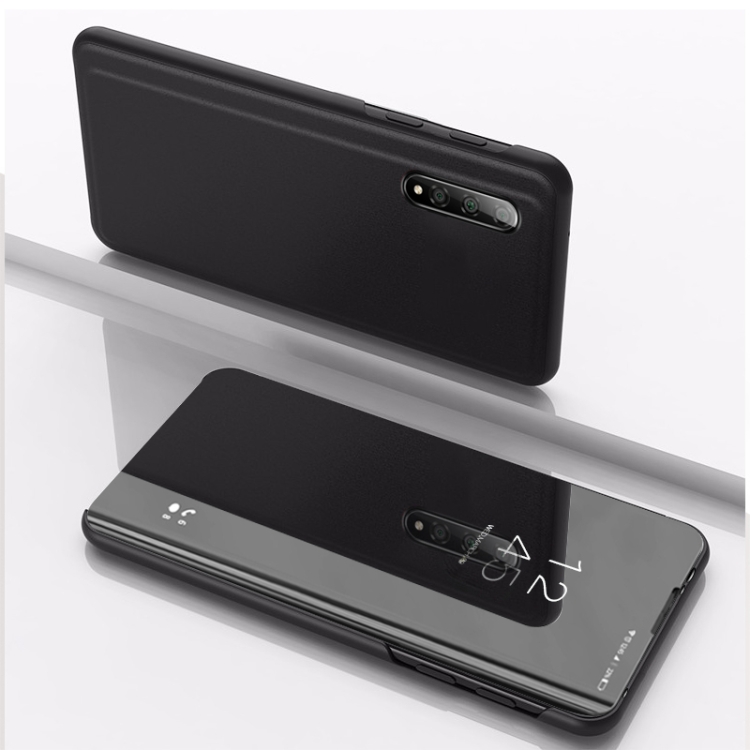 

For Sony Xperia1 II Plated Mirror Horizontal Flip Leather Case with Holder(Black)