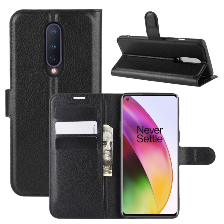

For OnePlus 8 Litchi Texture Horizontal Flip Protective Case with Holder & Card Slots & Wallet(Black)