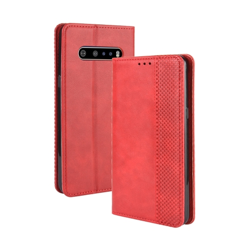 

For LG V60 ThinQ 5G Magnetic Buckle Retro Crazy Horse Texture Horizontal Flip Leather Case , with Holder & Card Slots & Photo Frame(Red)