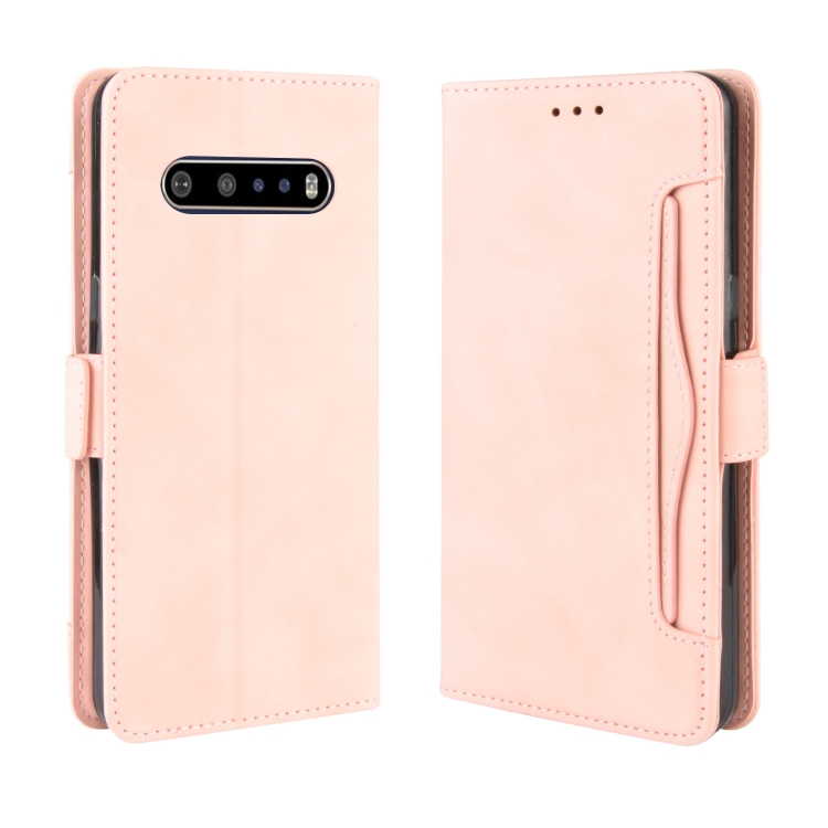 

For LG V60 ThinQ 5G Wallet Style Skin Feel Calf Pattern Leather Case ，with Separate Card Slot(Pink)