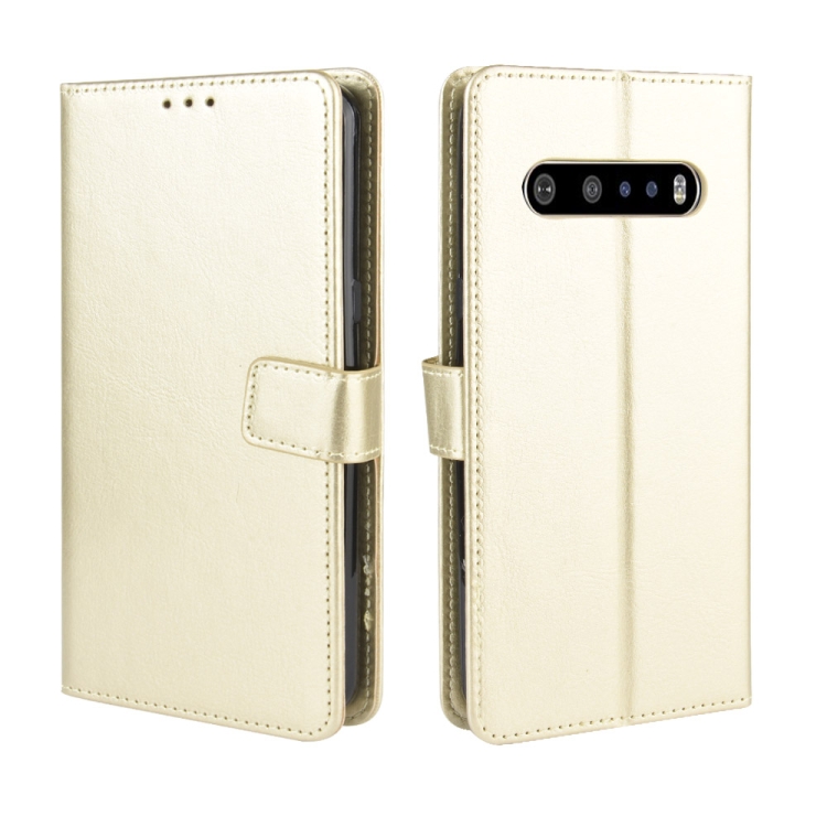 

For LG V60 ThinQ 5G Retro Crazy Horse Texture Horizontal Flip Leather Case , with Holder & Card Slots & Photo Frame(Gold)