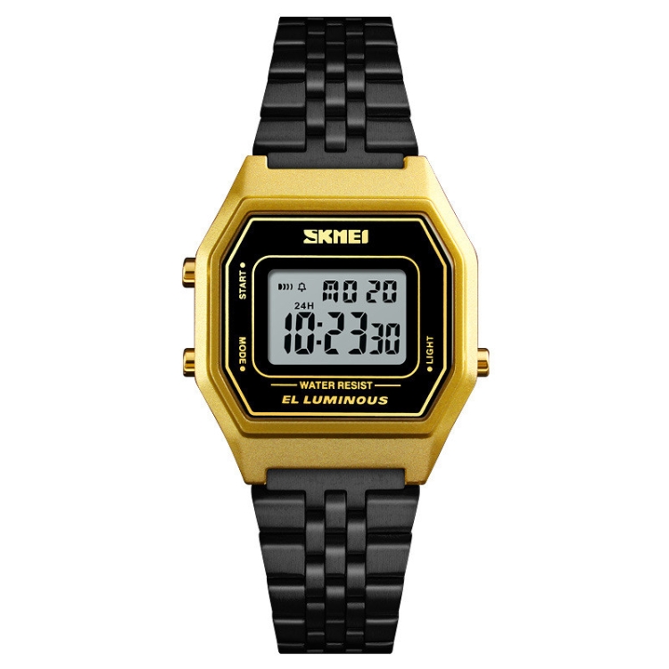 

SKMEI 1345B Fashionable Outdoor Sports Watch Multi Function Electronic Men Watch Steel Band Watch(Black)