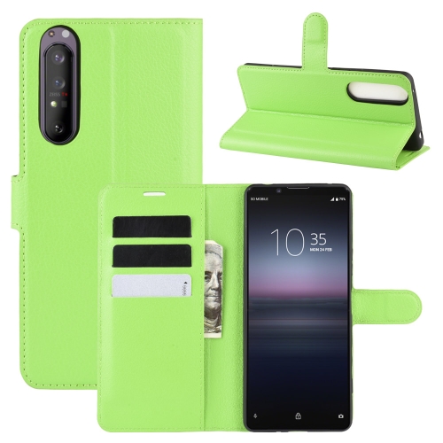 

For Sony Xperia 1 II Litchi Texture Horizontal Flip Protective Case with Holder & Card Slots & Wallet(Green)