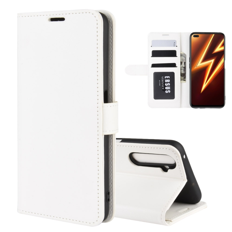 

For OPPO Realme 6 Pro R64 Texture Single Horizontal Flip Protective Case with Holder & Card Slots & Wallet& Photo Frame(White)