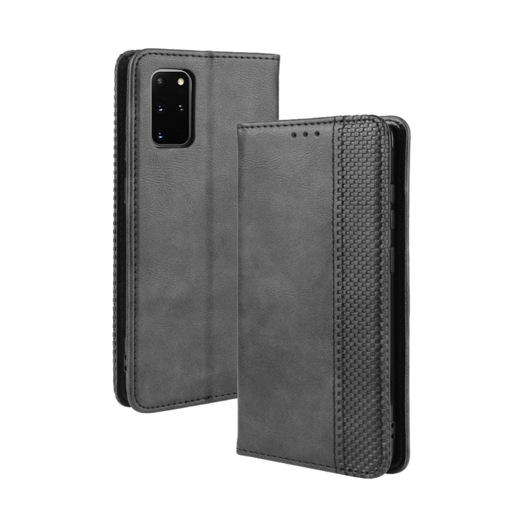 

For Galaxy S20+/S20+5G Magnetic Buckle Retro Crazy Horse Texture Horizontal Flip Leather Case , with Holder & Card Slots & Photo Frame(Black)