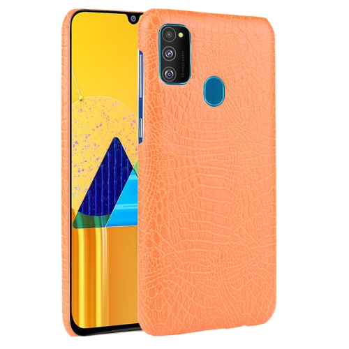 

For Galaxy M21 Shockproof Crocodile Texture PC + PU Case(Orange)