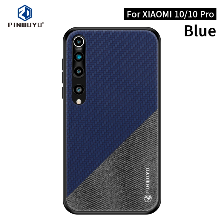 

For Xiaomi 10 / 10pro PINWUYO Rong Series Shockproof PC + TPU+ Chemical Fiber Cloth Protective Cover(Blue)
