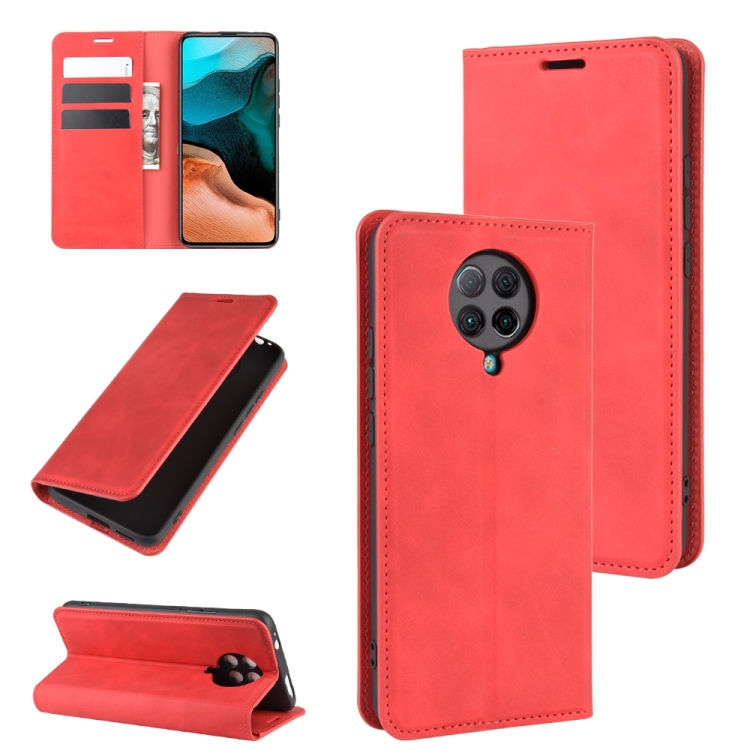 

For Xiaomi Redmi K30 Pro Retro-skin Business Magnetic Suction Leather Case with Holder & Card Slots & Wallet(Red)
