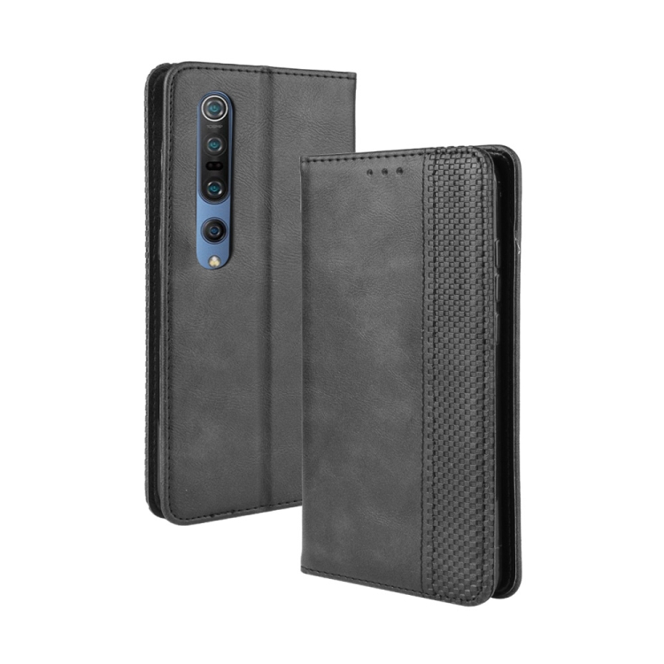 

For Xiaomi Mi 10 /Xiaomi Mi 10 Pro 5G Magnetic Buckle Retro Crazy Horse Texture Horizontal Flip Leather Case , with Holder & Card Slots & Photo Frame(Black)