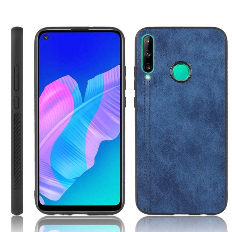 

For Huawei P40 lite E / Y7P Shockproof Sewing Cow Pattern Skin PC + PU + TPU Case(Blue)