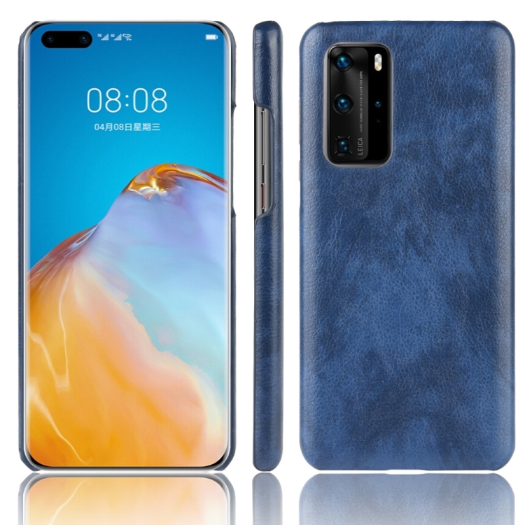 

For Huawei P40 Pro Shockproof Litchi Texture PC + PU Case(Blue)
