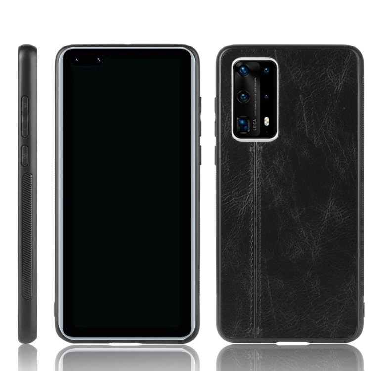 

For Huawei P40 Pro+ Shockproof Sewing Cow Pattern Skin PC + PU + TPU Case(Black)