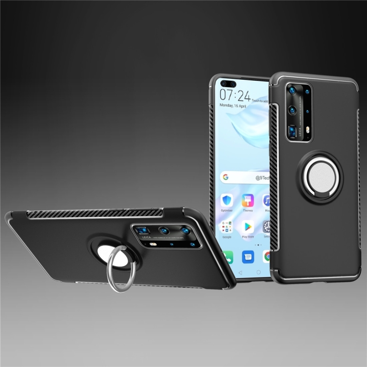 

For Huawei P40 Magnetic 360 Degree Rotation Ring Armor Protective Case(Black)