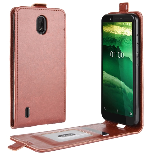 

For Nokia C1 R64 Texture Single Vertical Flip Leather Protective Case with Card Slots & Photo Frame(Brown)