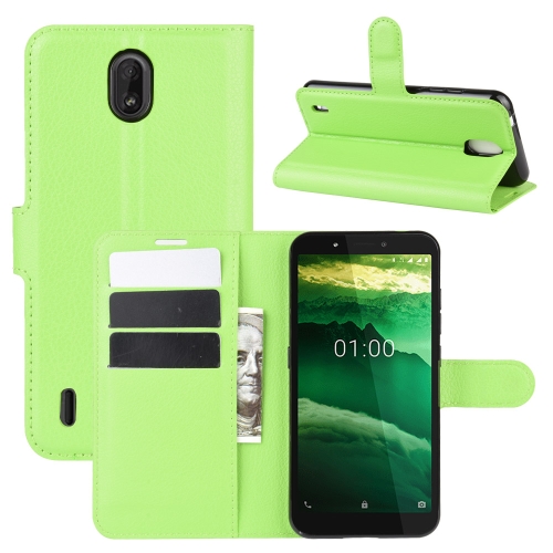 

For Nokia C1 Litchi Texture Horizontal Flip Protective Case with Holder & Card Slots & Wallet(Green)