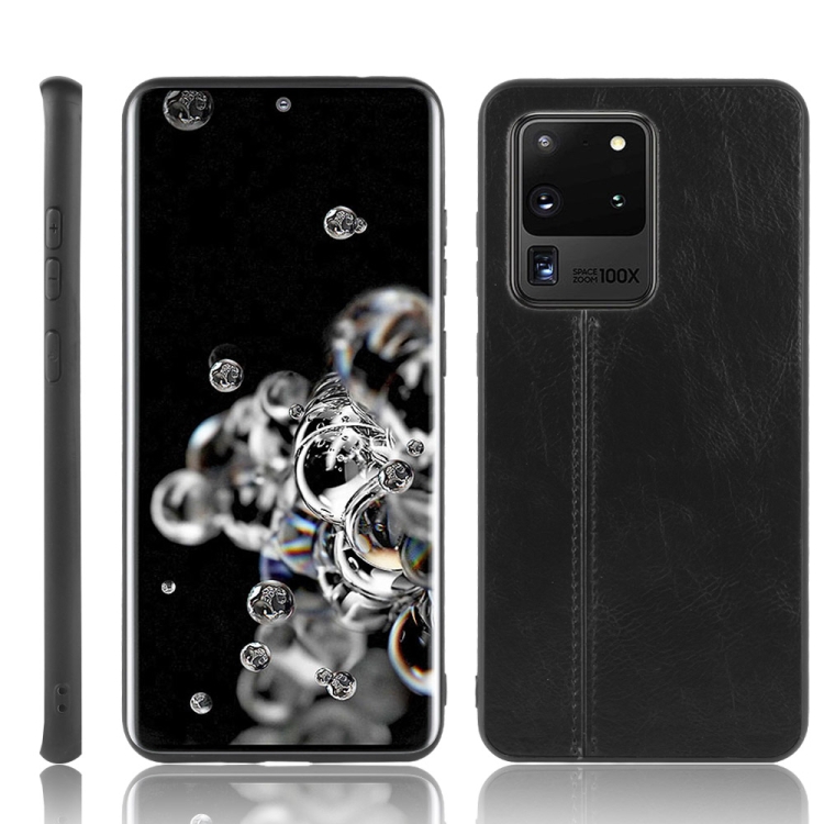 

For Galaxy S20 Ultra Shockproof Sewing Cow Pattern Skin PC + PU + TPU Case(Black)