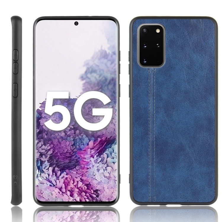 

For Galaxy S20+ Shockproof Sewing Cow Pattern Skin PC + PU + TPU Case(Blue)