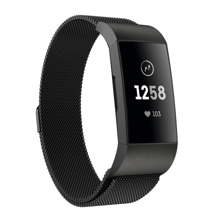

For Fitbit Charger 3 Metal Magnetic Metal Watch Strap(Black)
