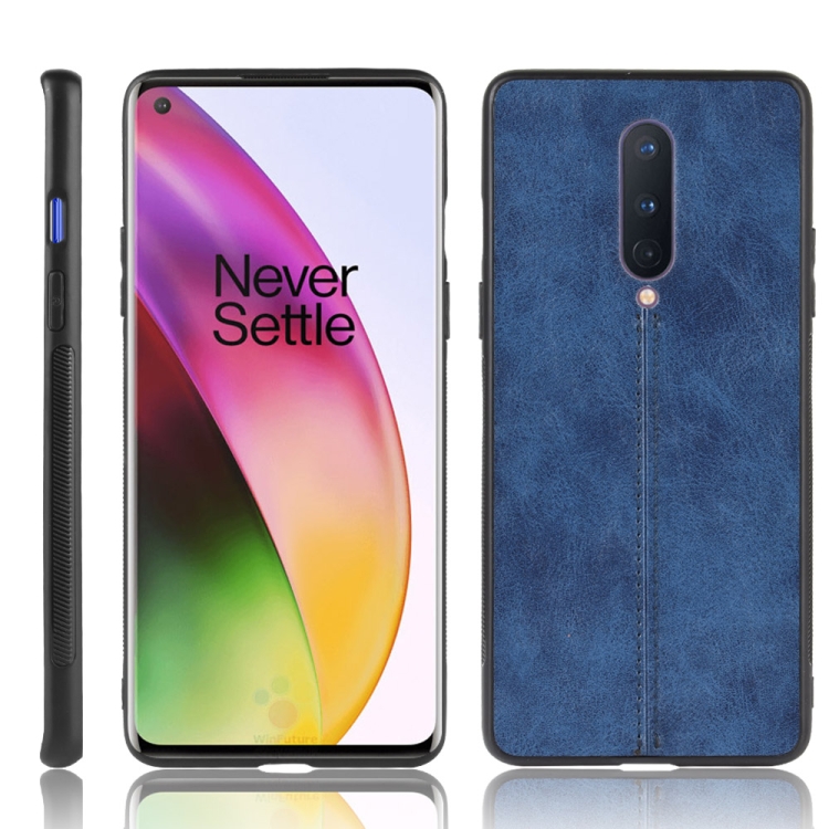 

For OnePlus 8 Shockproof Sewing Cow Pattern Skin PC + PU + TPU Case(Blue)