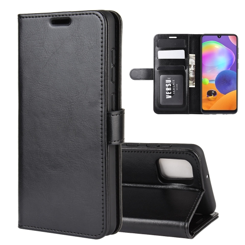 

For Galaxy A31 R64 Texture Single Horizontal Flip Protective Case with Holder & Card Slots & Wallet& Photo Frame(Black)