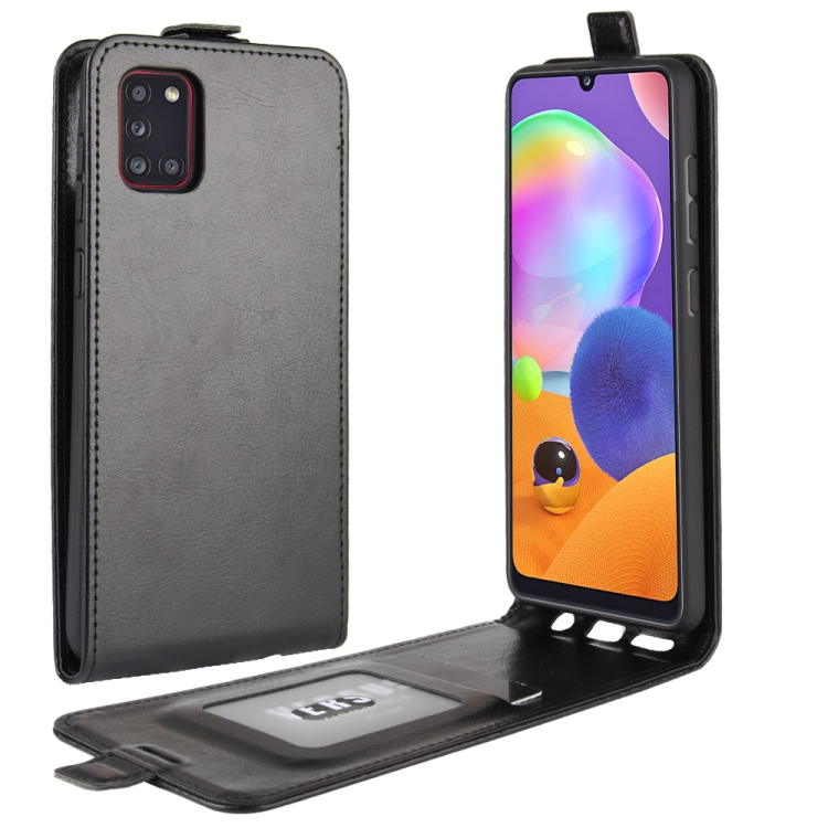 

For Galaxy A31 R64 Texture Single Vertical Flip Leather Protective Case with Card Slots & Photo Frame(Black)