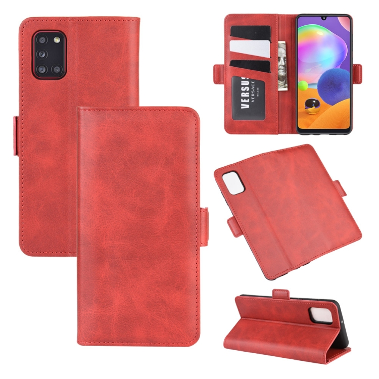 

For Galaxy A31 Dual-side Magnetic Buckle Horizontal Flip Leather Case with Holder & Card Slots & Wallet(Red)