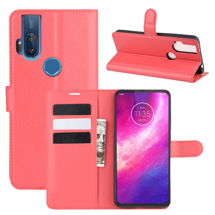 

For Motorola One Hyper Litchi Texture Horizontal Flip Protective Case with Holder & Card Slots & Wallet(Red)
