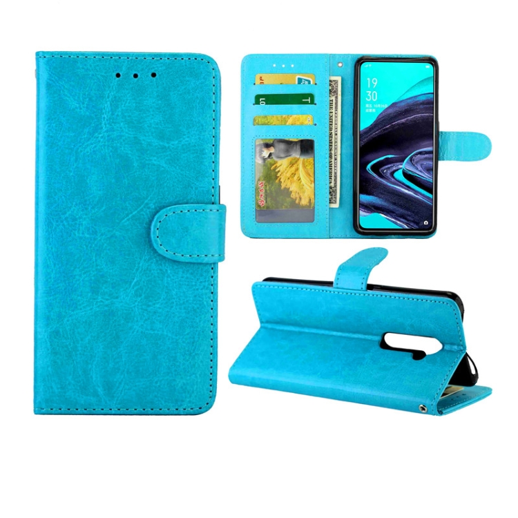 

For OPPO Reno2 Crazy Horse Texture Leather Horizontal Flip Protective Case with Holder & Card Slots & Wallet & Photo Frame(baby Blue)