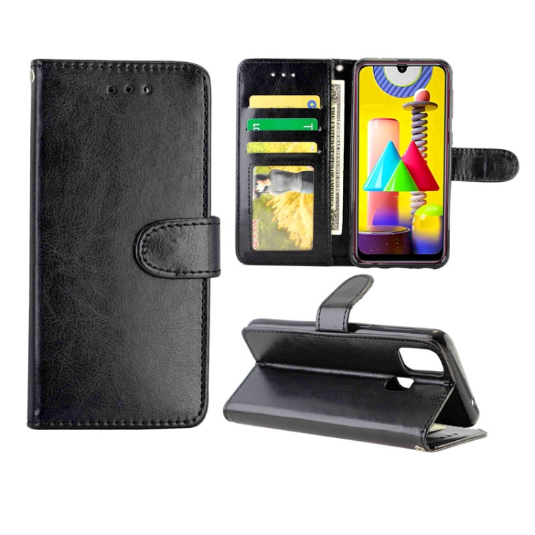 

For Galaxy M31 Crazy Horse Texture Leather Horizontal Flip Protective Case with Holder & Card Slots & Wallet & Photo Frame(black)