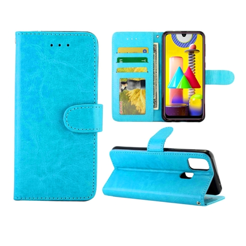 

For Galaxy M31 Crazy Horse Texture Leather Horizontal Flip Protective Case with Holder & Card Slots & Wallet & Photo Frame(baby Blue)