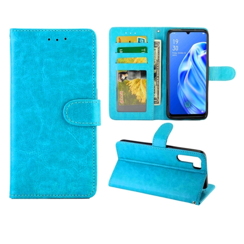 

For OPPO A91/ F15(2020) Crazy Horse Texture Leather Horizontal Flip Protective Case with Holder & Card Slots & Wallet & Photo Frame(baby Blue)