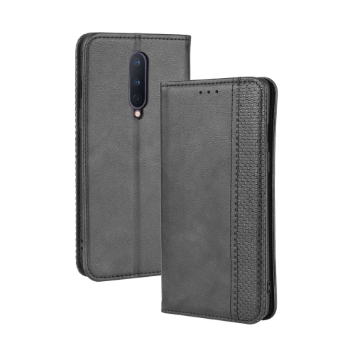 

For OnePlus 8 Magnetic Buckle Retro Crazy Horse Texture Horizontal Flip Leather Case , with Holder & Card Slots & Photo Frame(Black)