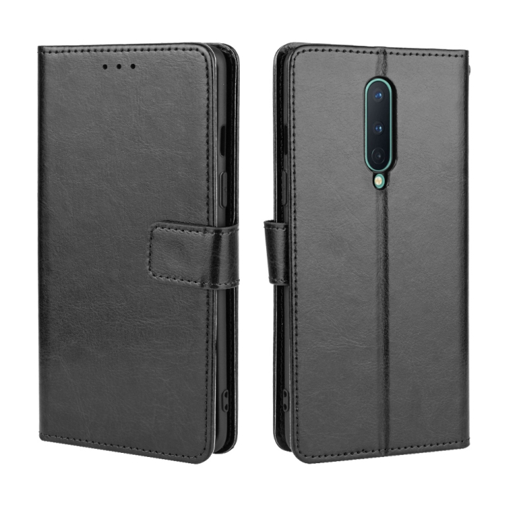 

For OnePlus 8 Retro Crazy Horse Texture Horizontal Flip Leather Case , with Holder & Card Slots & Photo Frame(Black)