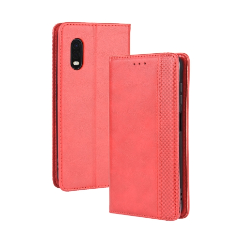 

For Galaxy Xcover Pro Magnetic Buckle Retro Crazy Horse Texture Horizontal Flip Leather Case , with Holder & Card Slots & Photo Frame(Red)