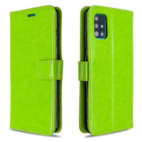 

For Galaxy A51 Crazy Horse Texture Horizontal Flip Leather Case with Holder & Card Slots & Wallet & Photo Frame(Green)