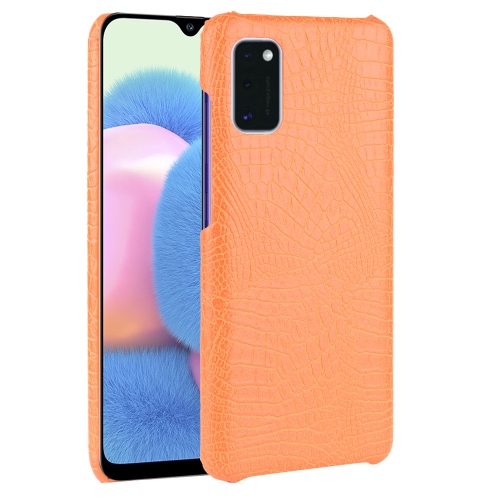 

For Galaxy A41 Global Official Version Shockproof Crocodile Texture PC + PU Case(Orange)