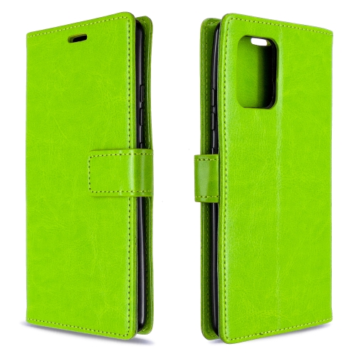 

For Galaxy A91 Crazy Horse Texture Horizontal Flip Leather Case with Holder & Card Slots & Wallet & Photo Frame(Green)