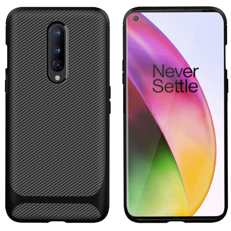 

For OnePlus 8 ENKAY ENK-PC011 Carbon Fiber Texture Solid Color TPU Slim Case Soft Cover(Black)