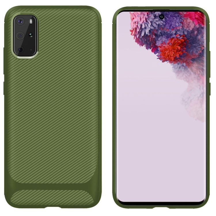 

For Galaxy S20+ ENKAY ENK-PC014 Carbon Fiber Texture Solid Color TPU Slim Case Soft Cover(Green)