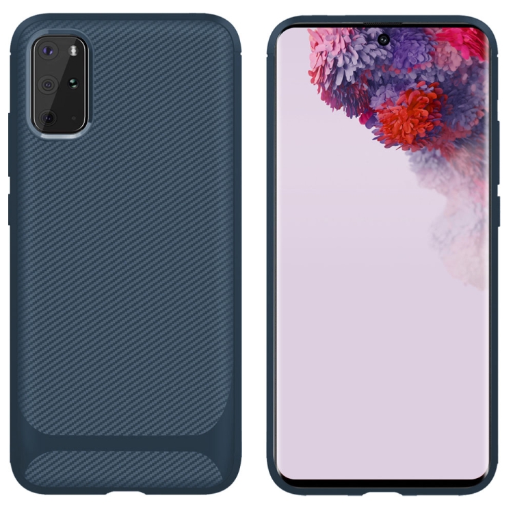 

For Galaxy S20+ ENKAY ENK-PC014 Carbon Fiber Texture Solid Color TPU Slim Case Soft Cover(Dark Blue)