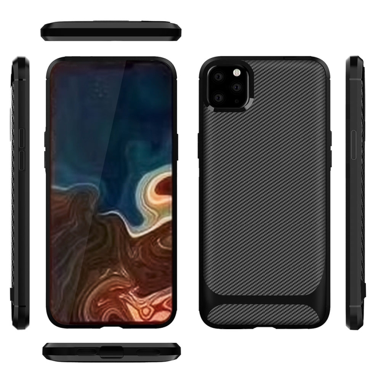 

For iPhone 11 Pro ENKAY ENK-PC018 Carbon Fiber Texture Solid Color TPU Slim Case Soft Cover(Black)