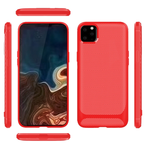 

For iPhone 11 Pro Max ENKAY ENK-PC019 Carbon Fiber Texture Solid Color TPU Slim Case Soft Cover(Red)