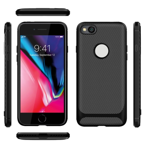 

For iPhone 8 / iPhone 7 ENKAY ENK-PC026 Carbon Fiber Texture Solid Color TPU Slim Case Soft Cover(Black)