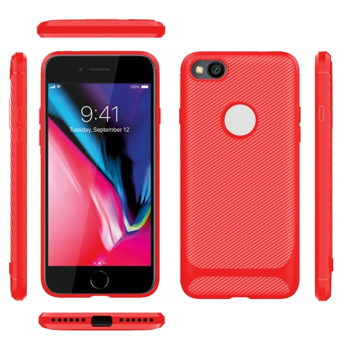 

For iPhone 8 / iPhone 7 ENKAY ENK-PC026 Carbon Fiber Texture Solid Color TPU Slim Case Soft Cover(Red)